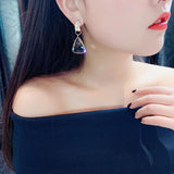 925 Silver Needle Crystal Earrings For Women Party Jewelry