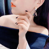 925 Silver Needle Crystal Earrings For Women Party Jewelry