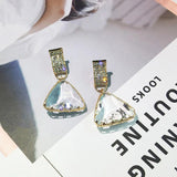 925 Silver Needle Crystal Earrings For Women Party Jewelry