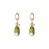 Summer 925 Silver Needle Butter Fruit Green Earrings