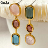 925 Silver Needle Resin Earrings Vintage Brass Ear Accessories