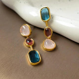 925 Silver Needle Resin Earrings Vintage Brass Ear Accessories