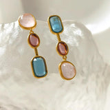 925 Silver Needle Resin Earrings Vintage Brass Ear Accessories