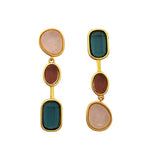 925 Silver Needle Resin Earrings Vintage Brass Ear Accessories