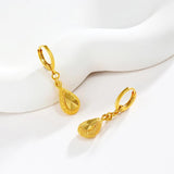 925 Silver Car Flower Water Drop Earrings, 24K Gold Plated, Elegant Style