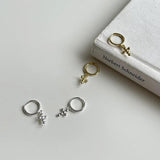 925 Silver Classic Cross Hoop Earrings for Women Girls