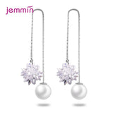 Ice Flower Drop Earrings 925 Sterling Silver Dangle Earing