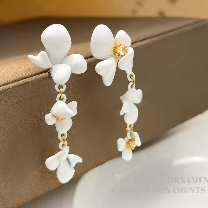 Vintage Flower Earrings 925 Silver Needle Wedding Sweet Hot