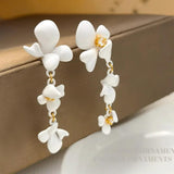 Vintage Flower Earrings 925 Silver Needle Wedding Sweet Hot