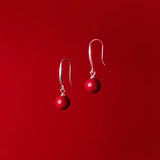 925 Silver Cinnabar Stone Earrings Women Summer Jewelry