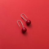 925 Silver Cinnabar Stone Earrings Women Summer Jewelry