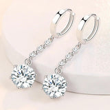 925 Silver Zircon Tassel Drop Earrings Women