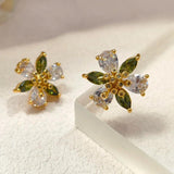 925 Silver Needle Brass Flower Earrings for Women - Ear Accessories