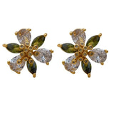925 Silver Needle Brass Flower Earrings for Women - Ear Accessories