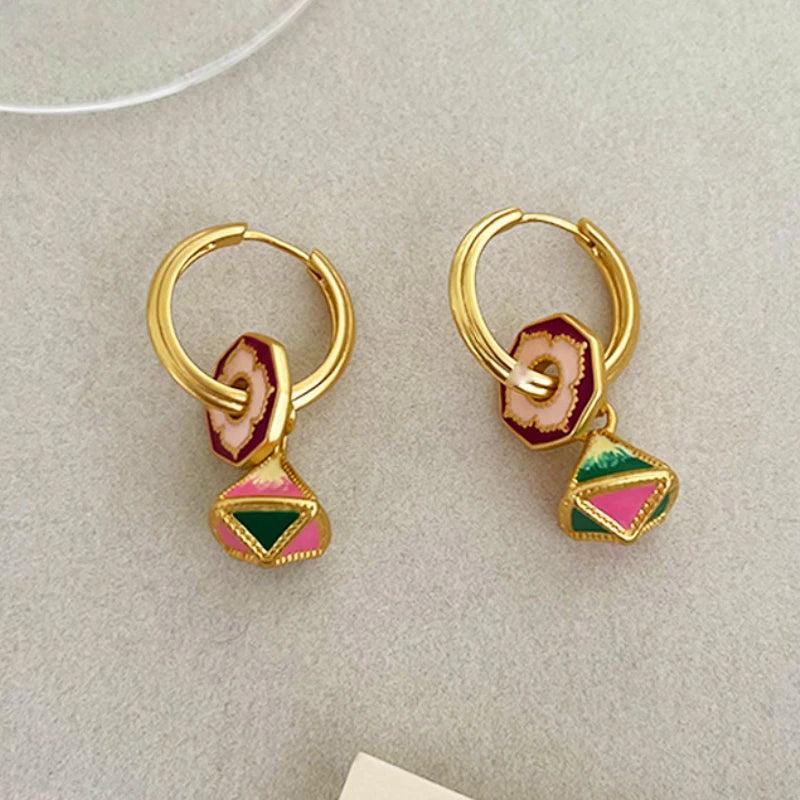 Colorful Earrings 925 Silver Needle For Women Girl Party Gift