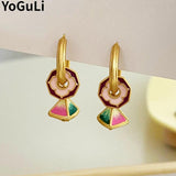 Colorful Earrings 925 Silver Needle For Women Girl Party Gift