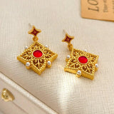 Vintage Metal Earrings Delicate Ear Accessories 925 Silver Needle
