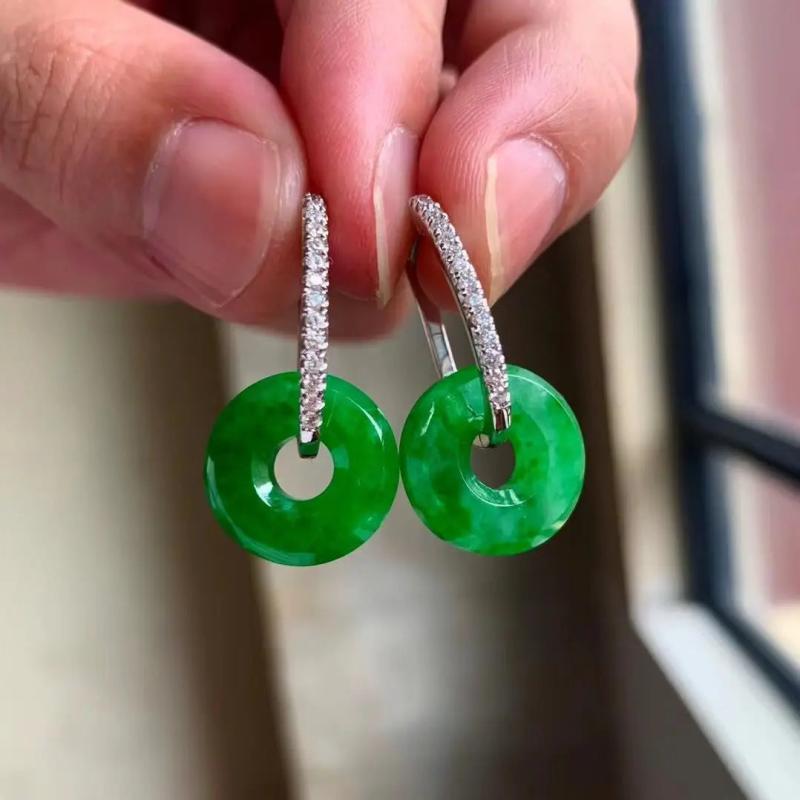 Sterling Silver Vintage Jade Earrings for Women Elegant Ear Accessories