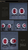 Ruby Flower Stud Earrings 925 Silver Anniversary Jewelry