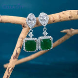 Zircon Square Emerald Drop Earrings Silver 925 Jewelry For Women