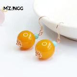 S925 Silver Topaz Agate Earrings High-end Crystal Jewelry Gift