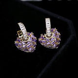 Zirconia Heart Earrings 925 Silver Needle Statement Earings