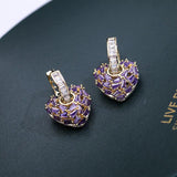 Zirconia Heart Earrings 925 Silver Needle Statement Earings