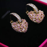 Zirconia Heart Earrings 925 Silver Needle Statement Earings