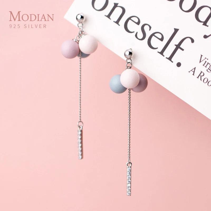 Colorful Balloon Drop Earring 925 Silver Zircon Tassel Jewelry
