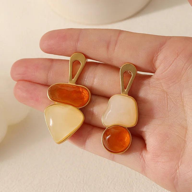 Geometric Asymmetrical Earrings 925 Silver Resin Women Girl