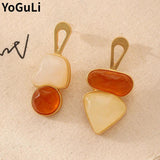 Geometric Asymmetrical Earrings 925 Silver Resin Women Girl