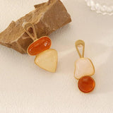 Geometric Asymmetrical Earrings 925 Silver Resin Women Girl