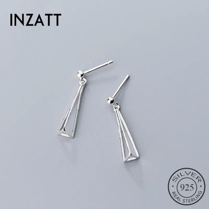925 Sterling Silver Triangle Drop Earrings Geometric Hollow Punk Jewelry