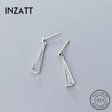 925 Sterling Silver Triangle Drop Earrings Geometric Hollow Punk Jewelry