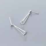 925 Sterling Silver Triangle Drop Earrings Geometric Hollow Punk Jewelry
