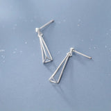 925 Sterling Silver Triangle Drop Earrings Geometric Hollow Punk Jewelry