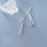 925 Sterling Silver Triangle Drop Earrings Geometric Hollow Punk Jewelry