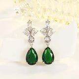 925 Silver Emerald Ring & Earrings Set Green Gemstone Drop Aros Oreja Orecchini