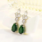 925 Silver Emerald Ring & Earrings Set Green Gemstone Drop Aros Oreja Orecchini