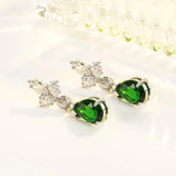 925 Silver Emerald Ring & Earrings Set Green Gemstone Drop Aros Oreja Orecchini