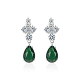 925 Silver Emerald Ring & Earrings Set Green Gemstone Drop Aros Oreja Orecchini
