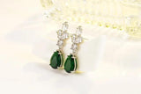 925 Silver Emerald Ring & Earrings Set Green Gemstone Drop Aros Oreja Orecchini