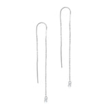 925 Silver Tassel Drop Earrings Zircon Charm Threader Jewelry
