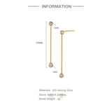 925 Silver Tassel Drop Earrings with Zircon Round Dangles
