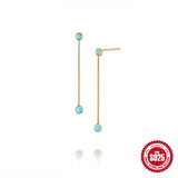 925 Silver Tassel Drop Earrings with Zircon Round Dangles