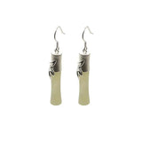 Natural Hetian Jade Bamboo Earrings 925 Sterling Silver Jade Eardrops