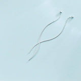 Minimalist Geometric Wavy Line Dangle Drop Earrings 925 Sterling Silver Women