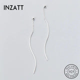 Minimalist Geometric Wavy Line Dangle Drop Earrings 925 Sterling Silver Women