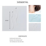 Minimalist Geometric Wavy Line Dangle Drop Earrings 925 Sterling Silver Women