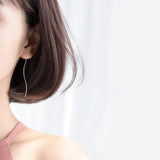 Minimalist Geometric Wavy Line Dangle Drop Earrings 925 Sterling Silver Women